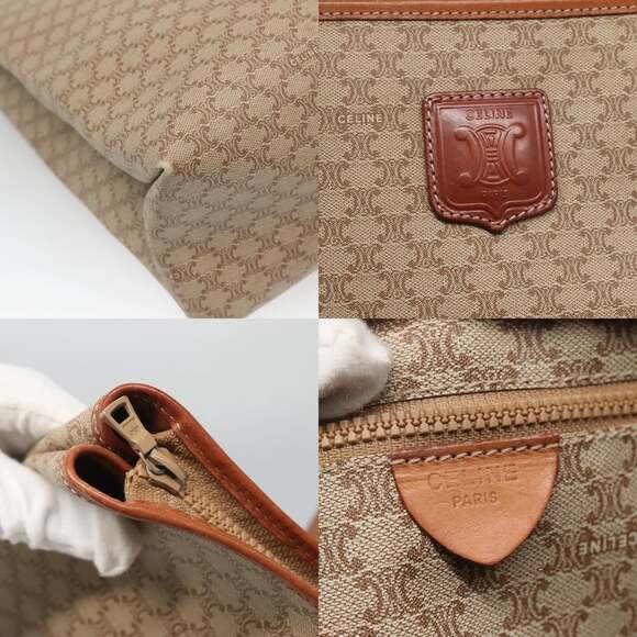 CELINE Macadam Canvas Tote Bag Pvc Beige Gold - Picture 11 of 13